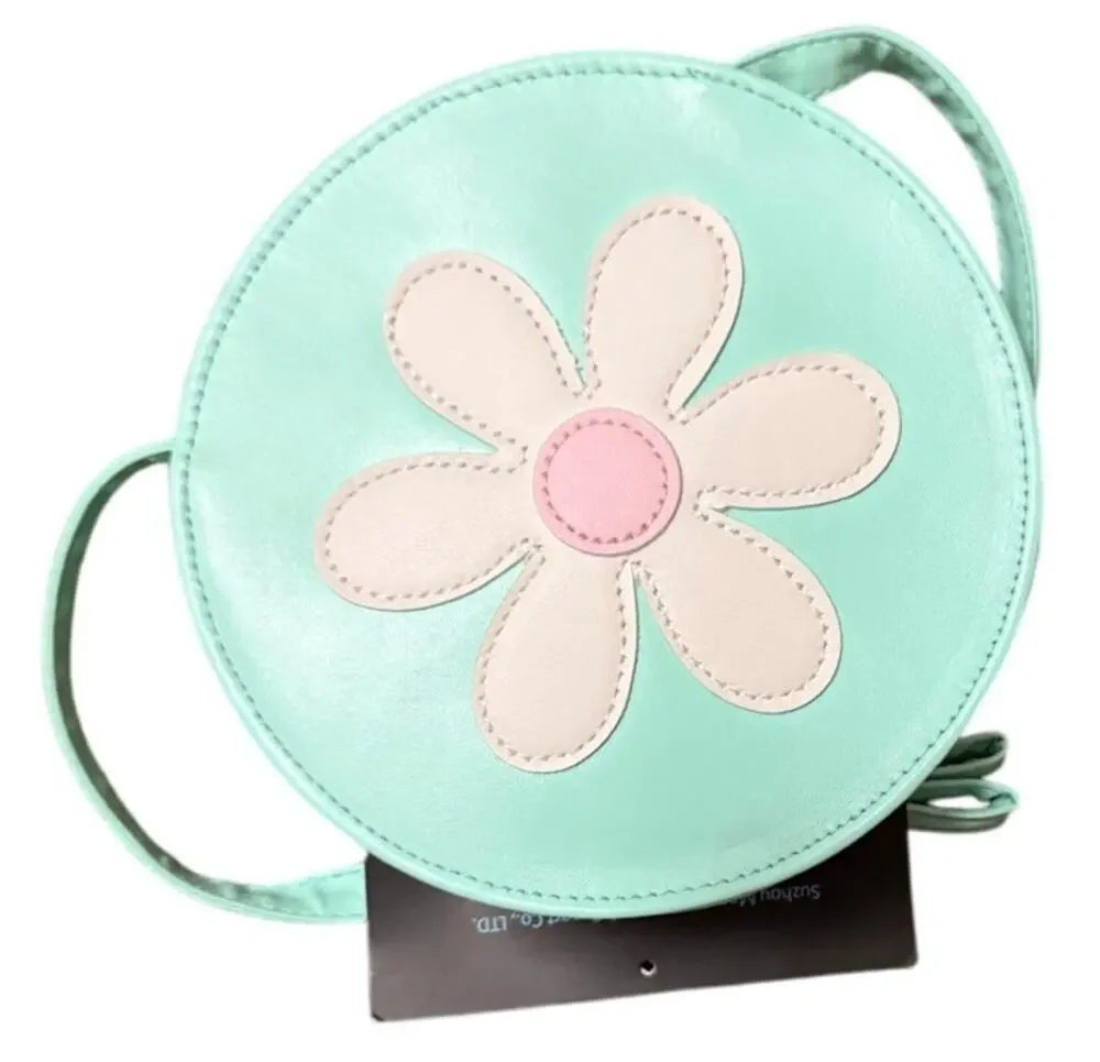 Cynthia Crowley Round Crossbody Purse, Playful Retro Daisy, Mint Green, NWT
